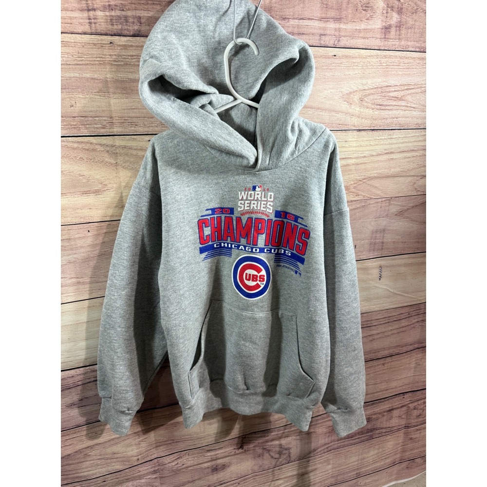 Kids Chicago Cubs 2016 World Series Champions Hoodie Gray Youth Medium 10-12